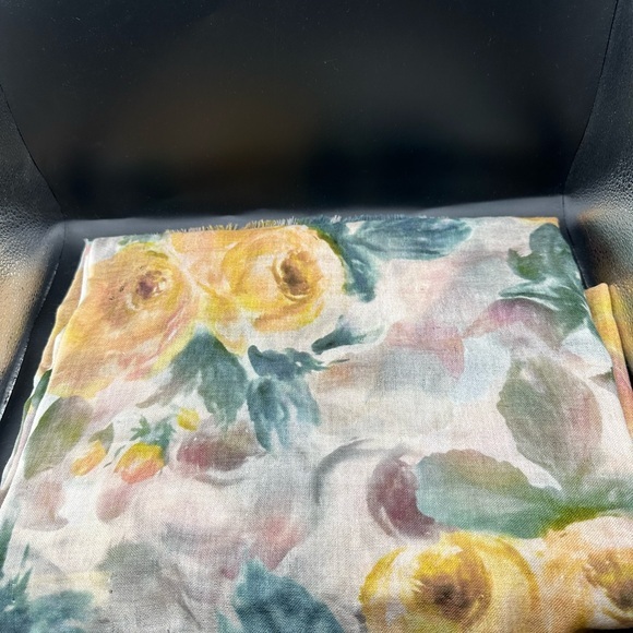 Aime Leon Dore Floral Scarf With Yellow And Green Accents Silk Wool
